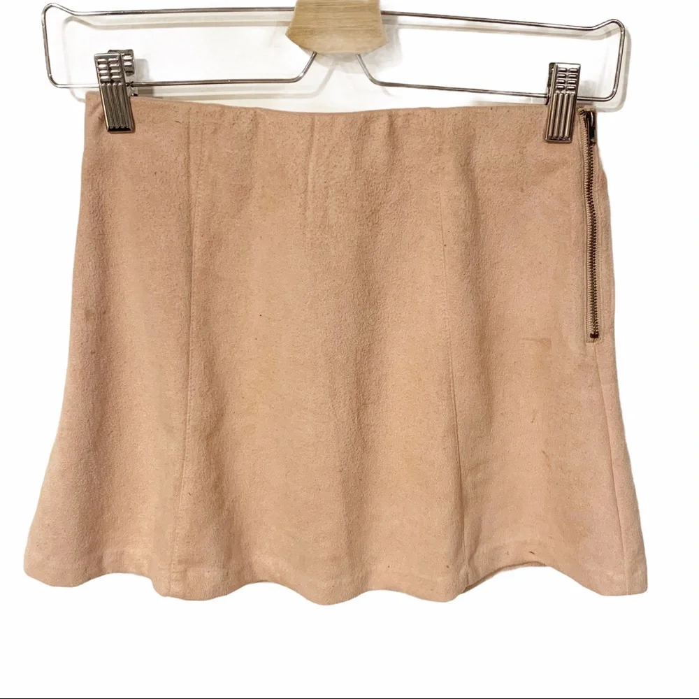 John Galt Brandy Melville One Size Pink Velvet Mini Skirt Skater Faux Suede
